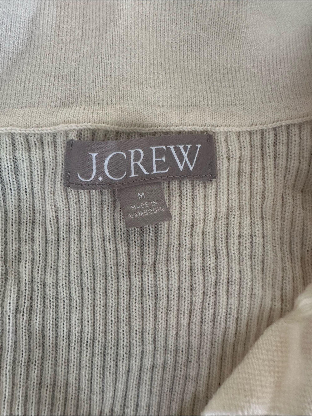J. Crew Cream Ribbed Button-Front Cardigan - Picture 2 of 4